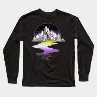 Nonbinary Flag Mountain River Long Sleeve T-Shirt